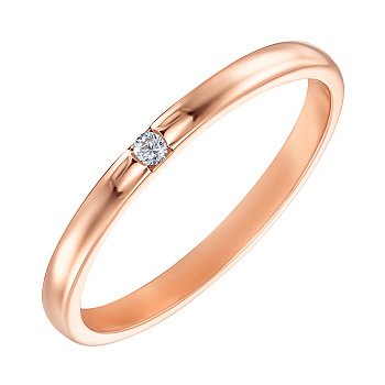 Обручальное кольцо из красного золота с цирконием 000000336