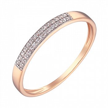 Обручальное кольцо Счастье любимой в красном золоте с фианитами 000008398