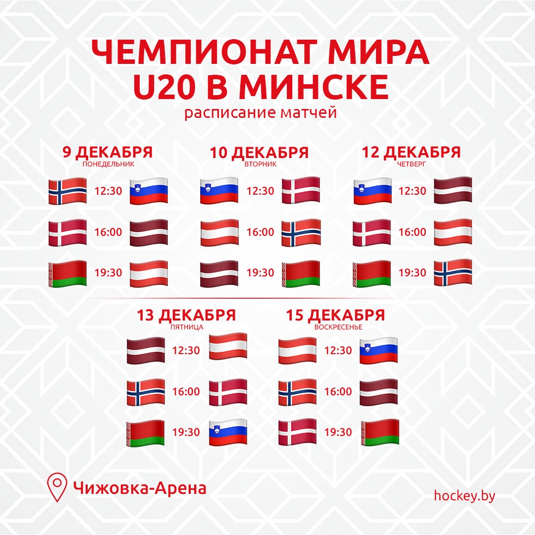 Стал известен календарь молодежного чемпионата мира в Минске