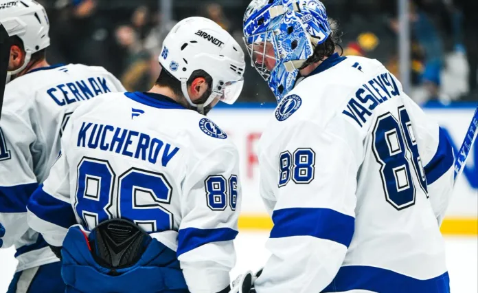 НХЛ. 4 очка Кучерова, гол и передача Чинахова, дубль Стэмкоса, шайба Орлова — итоги игрового дня 21–22 марта