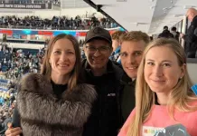 Домрачева и Бьерндален посетили матч «Динамо» Минск — «Ак Барс»