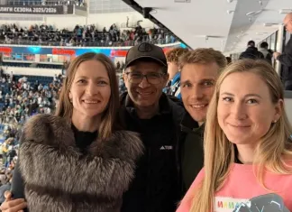 Домрачева и Бьерндален посетили матч «Динамо» Минск — «Ак Барс»